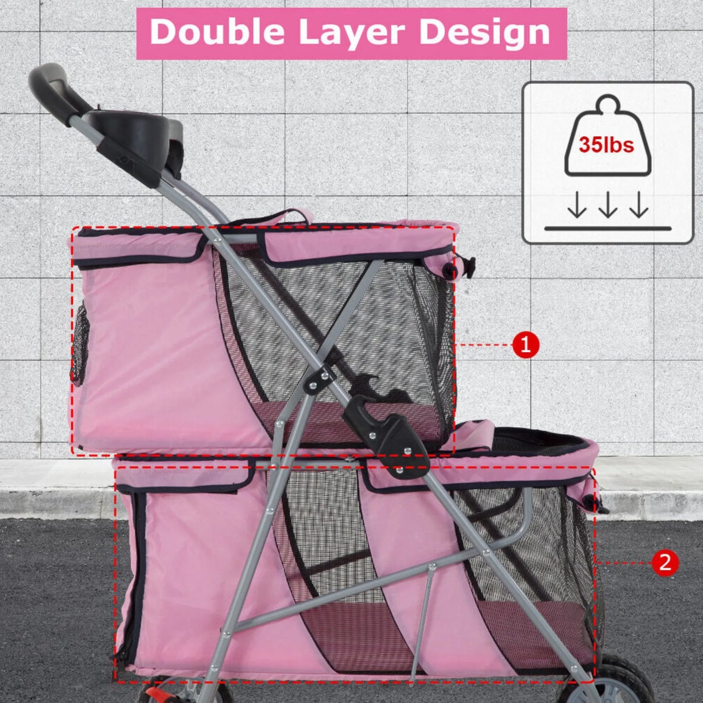 Dog Stroller and Cat Stroller for Small to Medium Pets