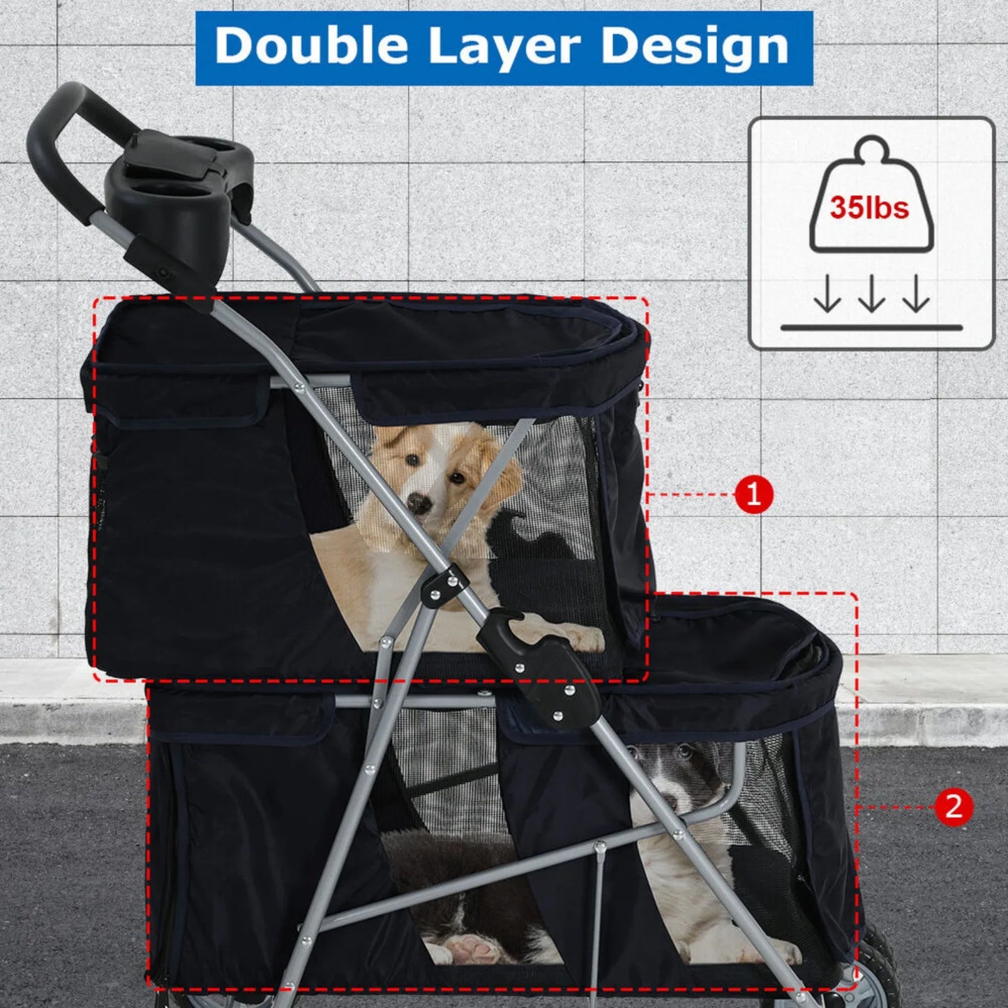 Dog Stroller and Cat Stroller for Small to Medium Pets